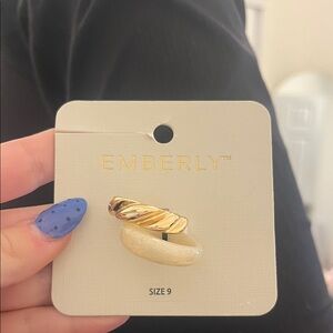 Gold and Cream Ring Set